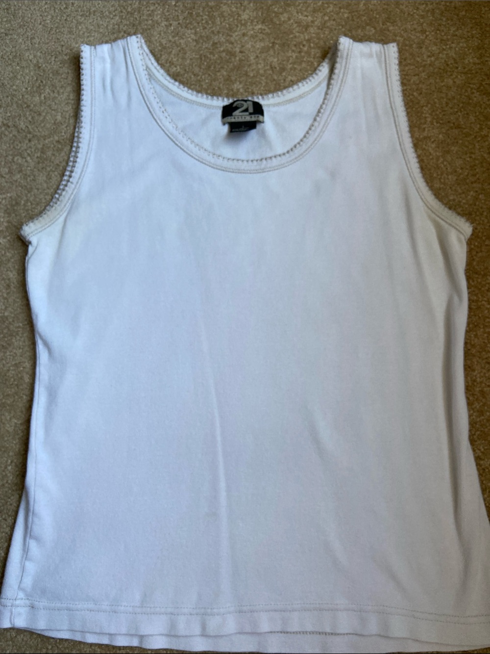 Forever 21 Cream Scoop Neck Tank